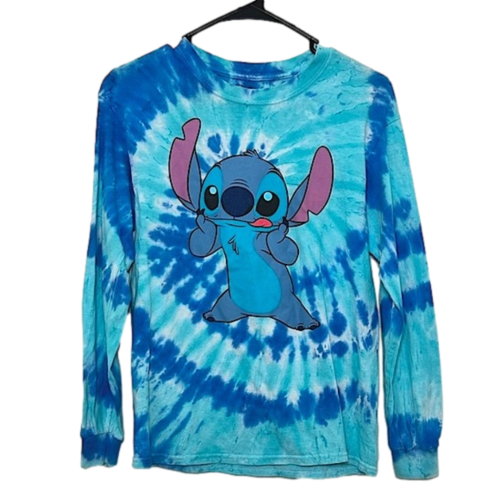 DISNEY Blue Tye-Dye Stitch Long Sleeve Shirt